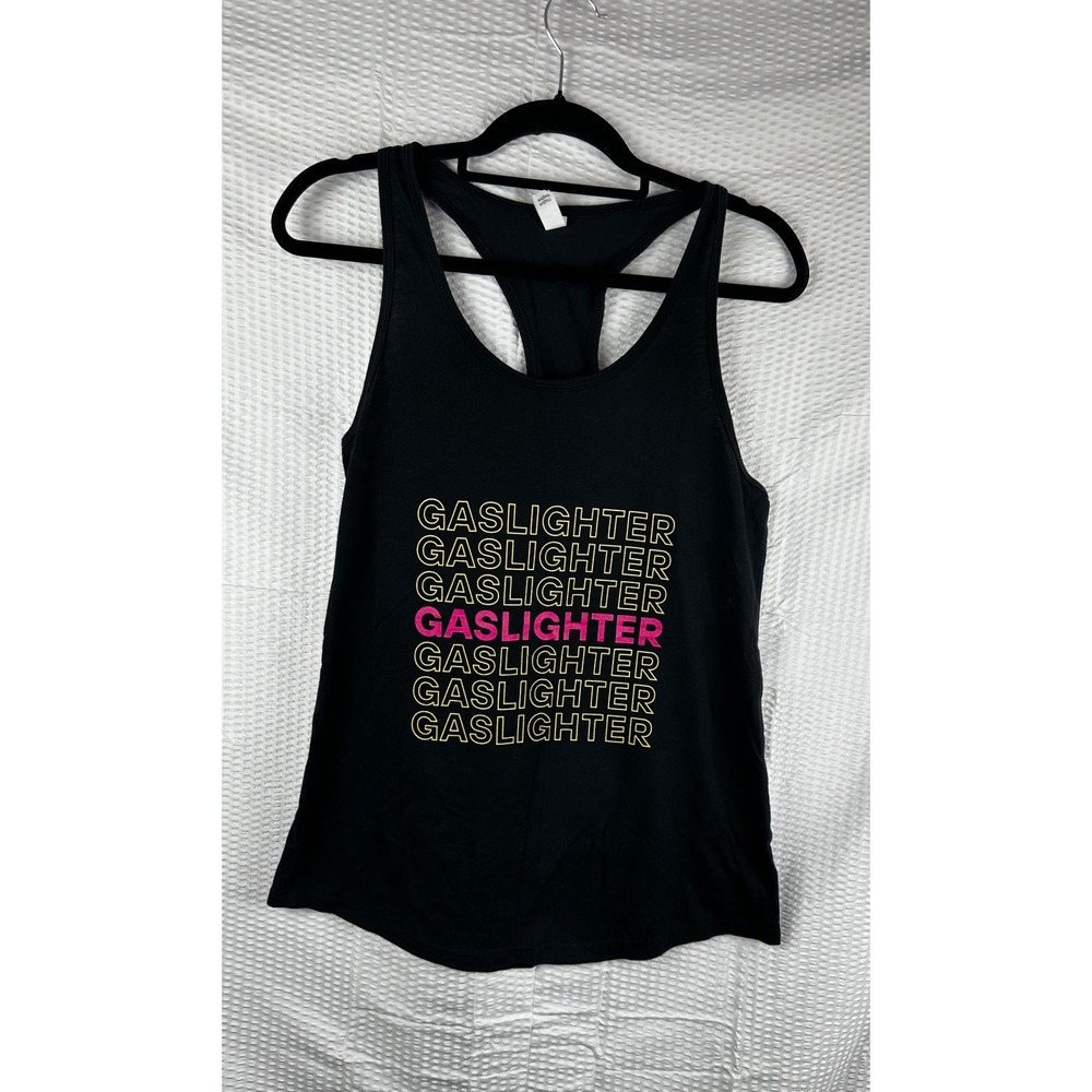 Black Gaslighter Graphic Tank Top XL Racerback Muscle Tee